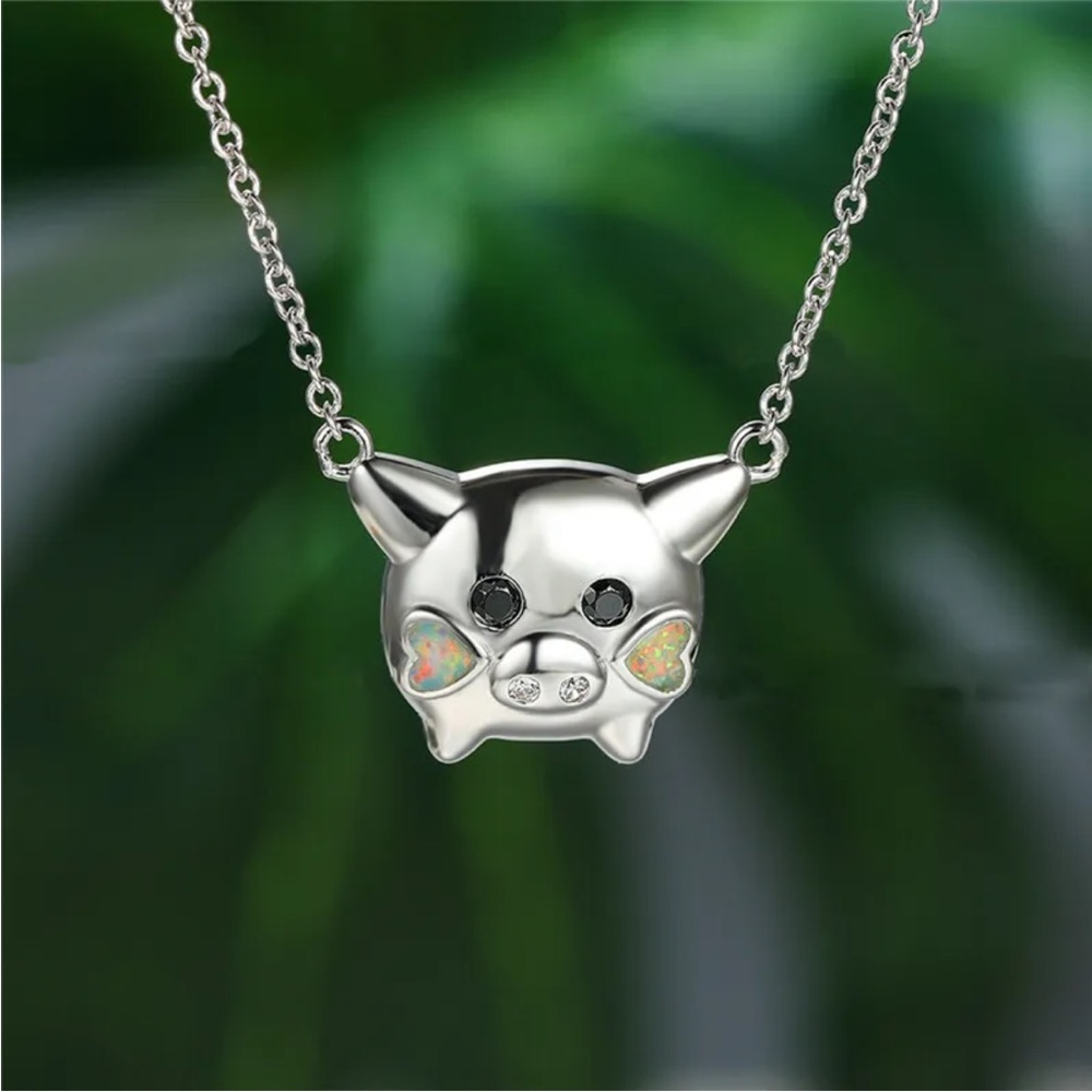 * Silver Baby Pig Charm 16”-18” adjustable Necklace NEW